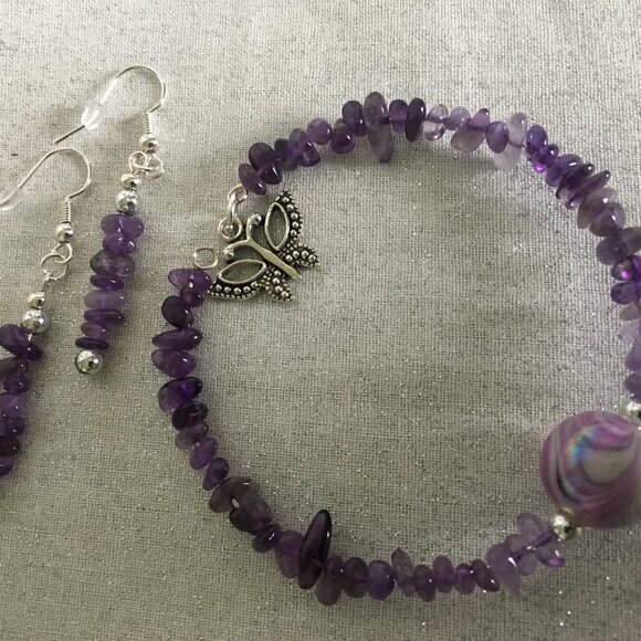 Amethyst Bracelet & Earring Set – 6 Sets to choose from - Picture 1 of 10